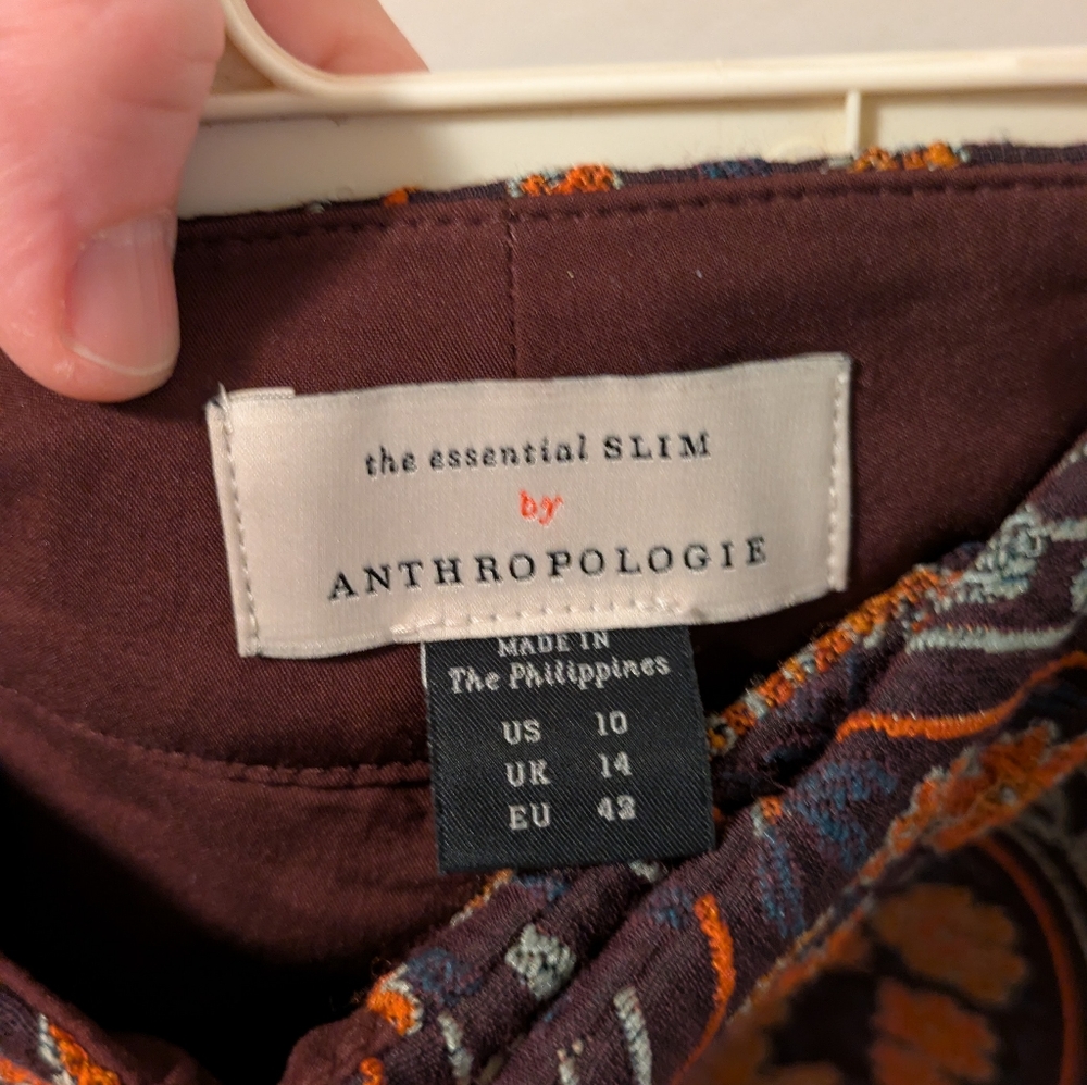 Anthropologie Essential Slim Pants - Brown and Orange - Picture 3 of 4